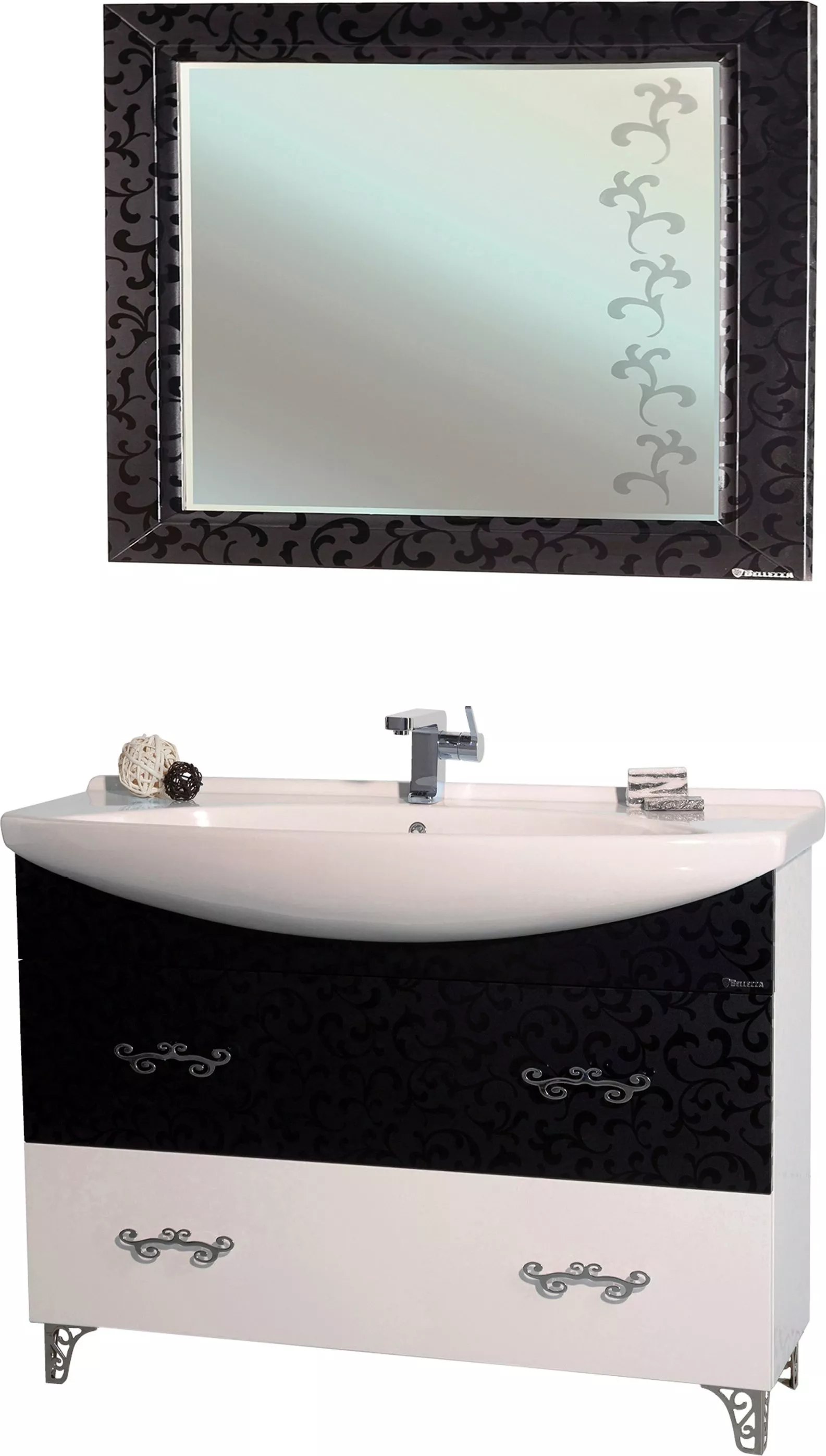 Мебель для ванной Bellezza Маргарита 105 белая с черным, размер 106, цвет белый - фото 1