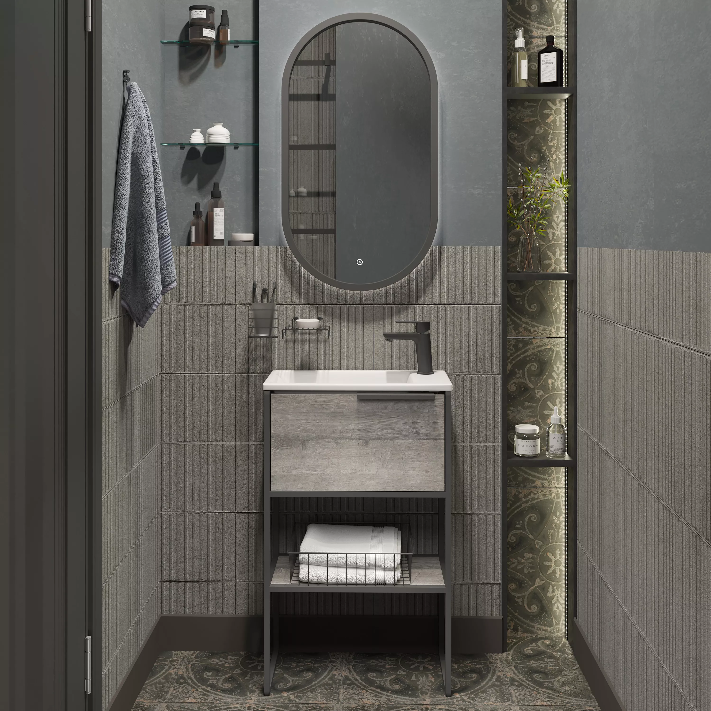 Мебель для ванной STWORKI Брамминг 50 напольная, дуб шерман серый 600007 - фото 1