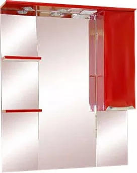 Зеркало-шкаф Misty Жасмин 85 с подсветкой, красная эмаль R, размер 85, цвет красный П-Жас02085-041СвП - фото 1