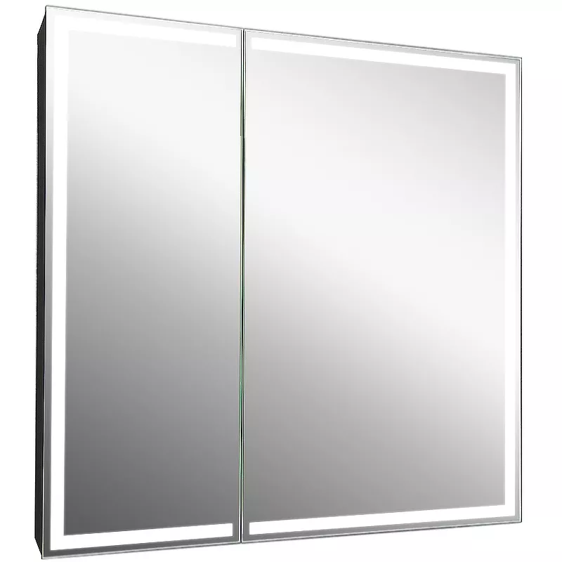 Зеркало-шкаф Continent Mirror Box 80х80 с подсветкой черный МВК052 - фото 1