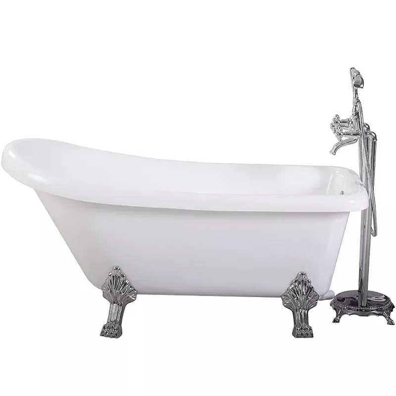 Ванна акриловая Cerutti SPA Vito 155х74 CT9320 белый, на львиных лапах хром