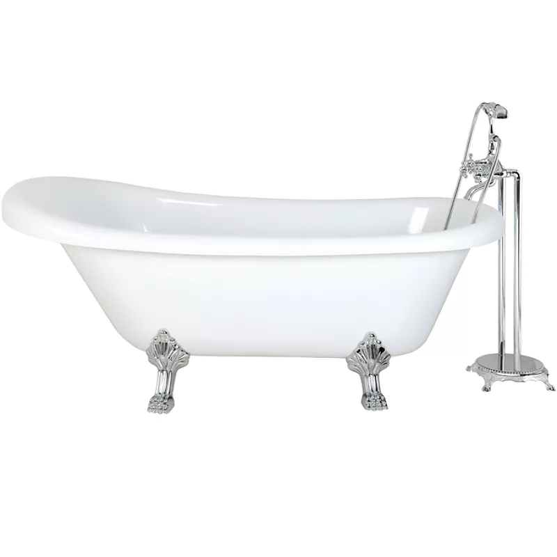 Ванна акриловая Cerutti SPA Classic 157х77 CT9323 белый, на львиных лапах хром