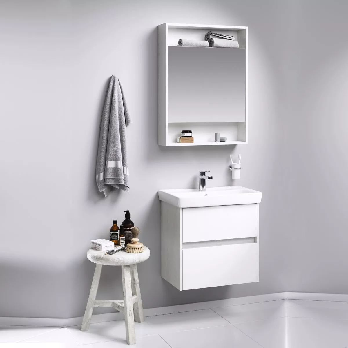 Мебель для ванной Aqwella City 60 дуб канадский, цвет белый - фото 1