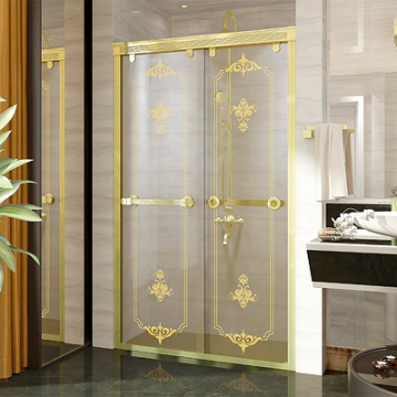 Душевая дверь Radomir Лацио 120 золотая стекло с рисунком