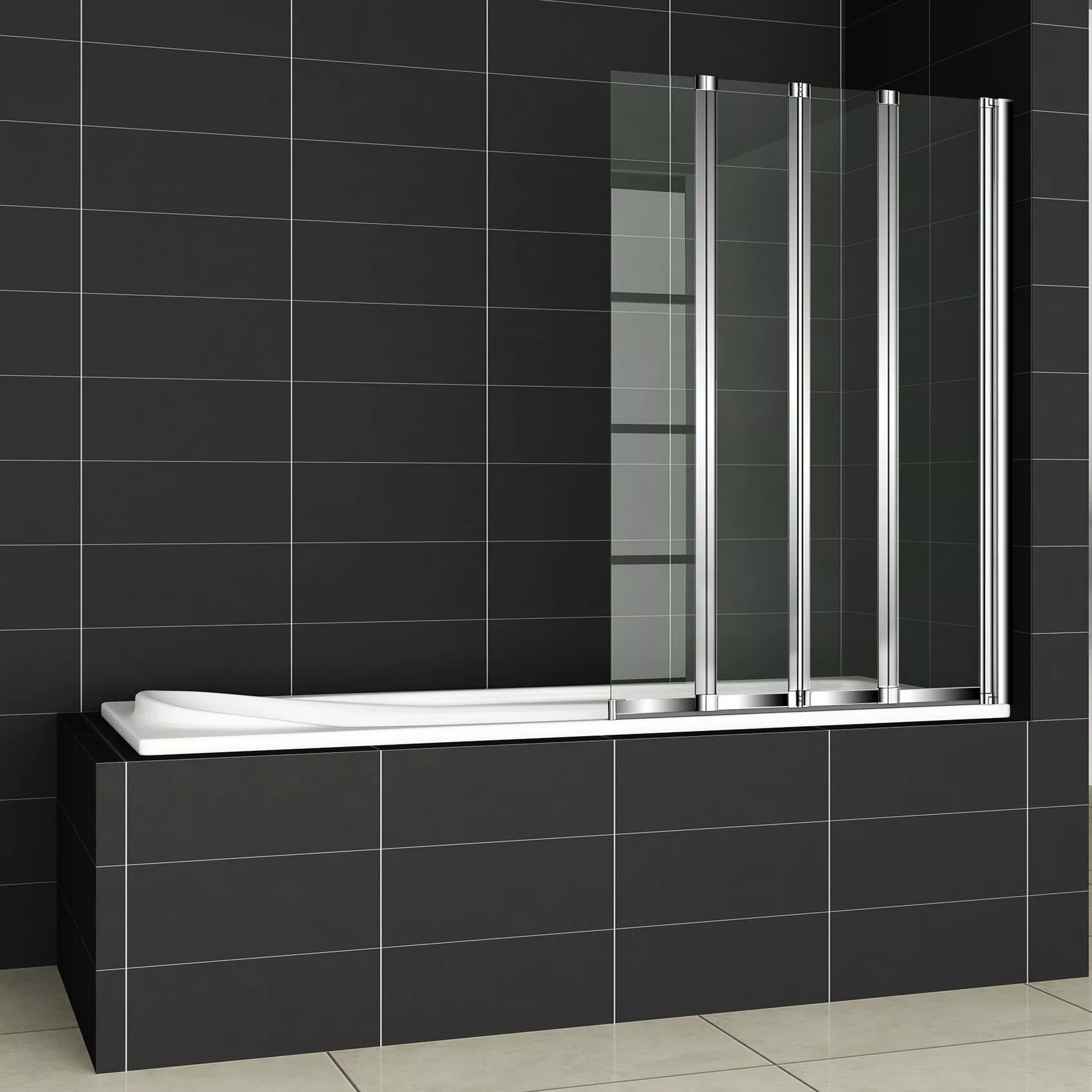 Шторки для ванной Cezares PRATICO 100 см (PRATICO-V-4-100/140-P-Cr-R), цвет серый PRATICO-V-4-100/140-P-Cr-R PRATICO-V-4-100/140-P-Cr-R - фото 1