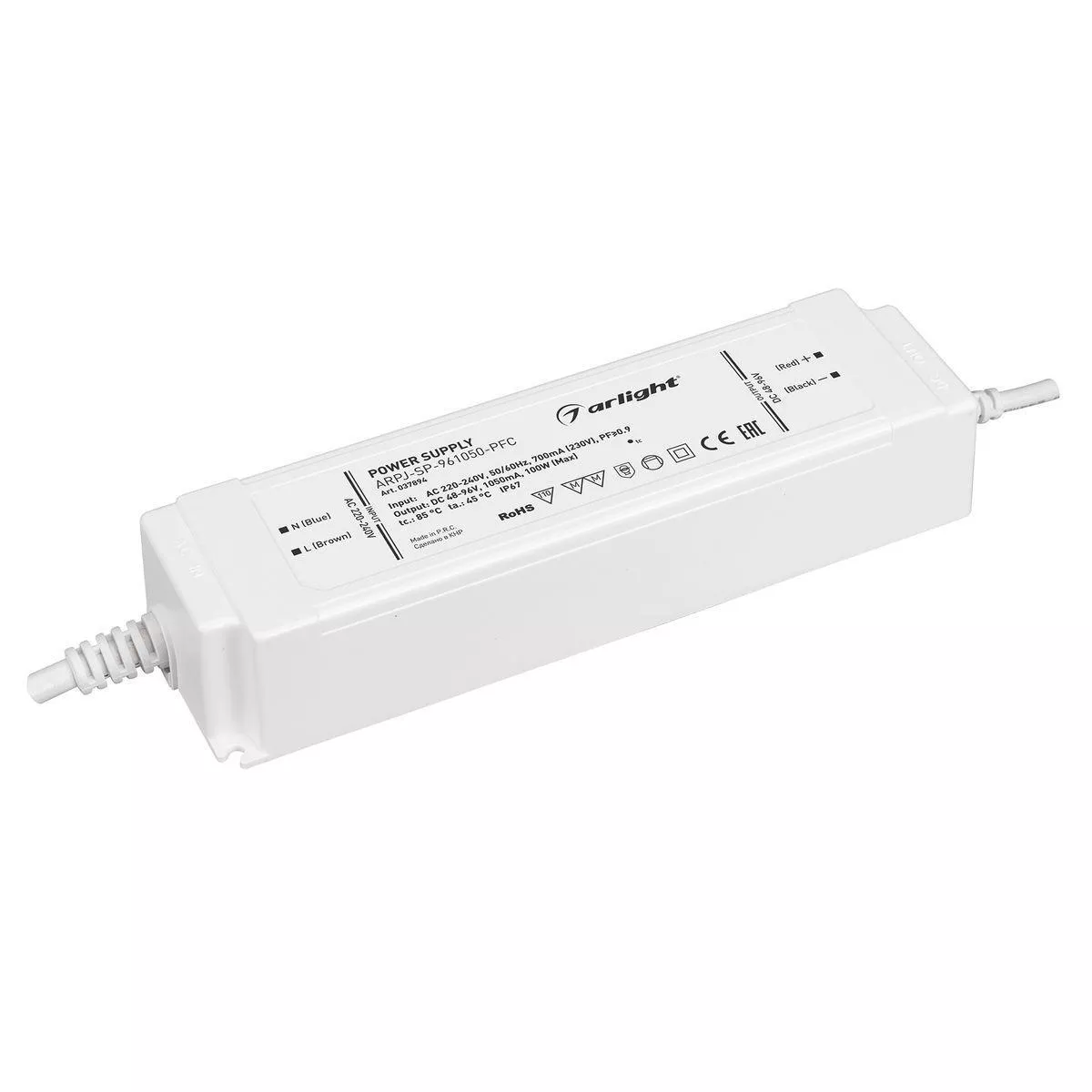 

Драйвер Arlight ARPJ-SP-961050-PFC 48-96V 100W IP67 1,05A 037894