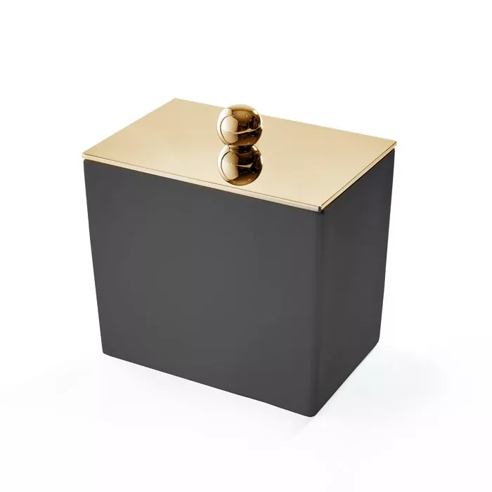 3SC Mood Black Баночка универсальная, 10х10х7 см, с крышкой, настольная, цвет: чёрный матовый/золото 24к. (ПО ЗАПРОСУ)