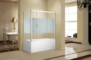 Aquanet Practic, Шторка для ванны х боковое стекло 1700х750мм, полоска, хром, 6мм (254252)