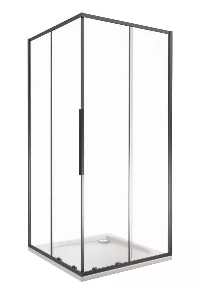 Душевой уголок Good Door Idea 80х80 профиль черный стекло прозрачное ИД00018 - фото 1