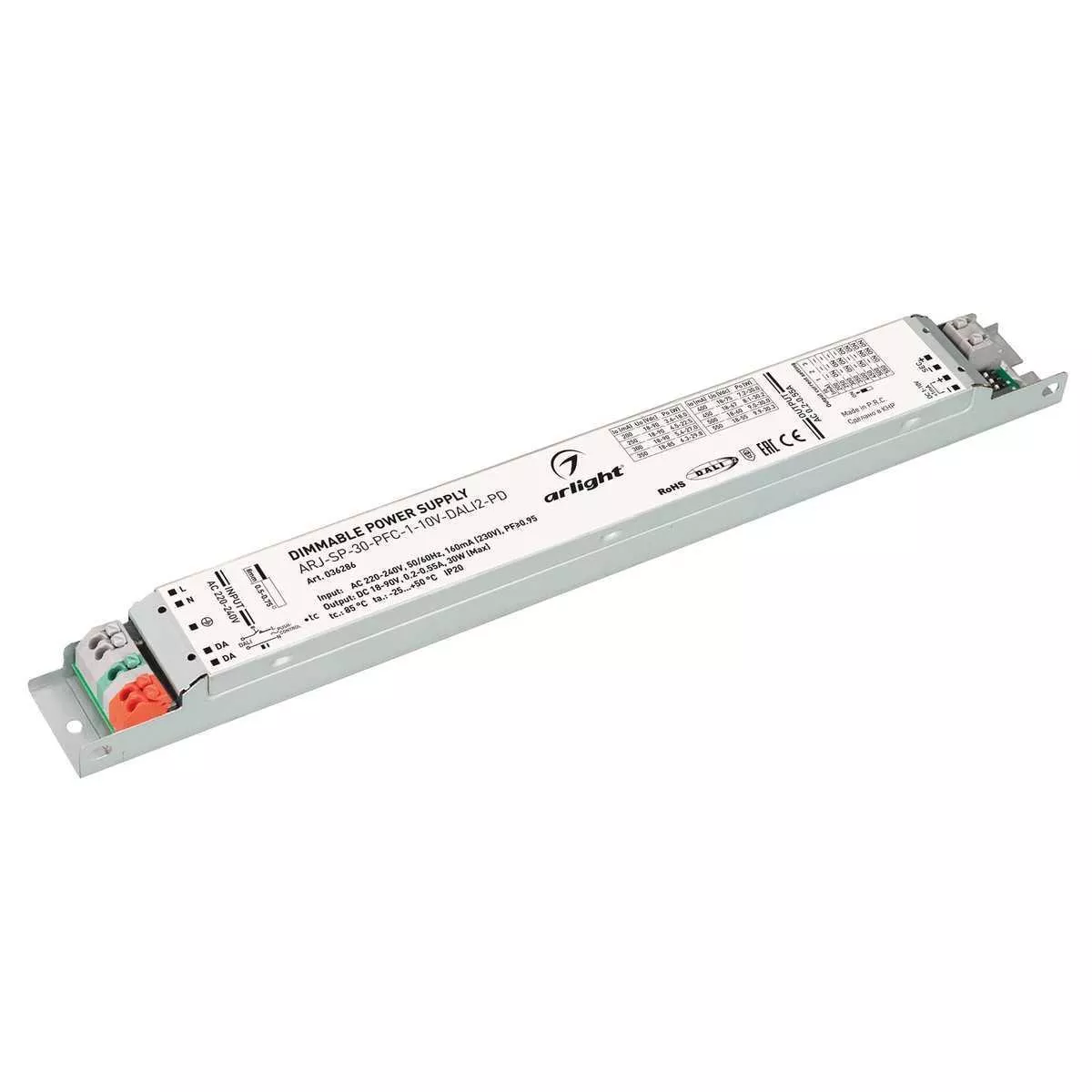 

Драйвер Arlight ARJ-SP-30-PFC-1-10V-Dali2-PD 18-90V 30W IP20 0,2-0,55A 036286