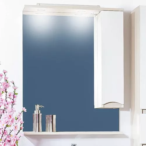 Зеркало-шкаф Бриклаер Токио 80 R светлая лиственница, белый глянец, цвет светлое дерево 4627125411731 - фото 1