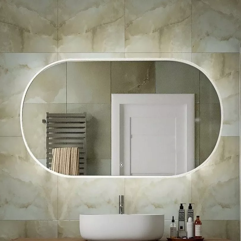 Зеркало Art&Max Bari 120, с подсветкой, белое AM-Bar-700-1200-DS-F-White - фото 1