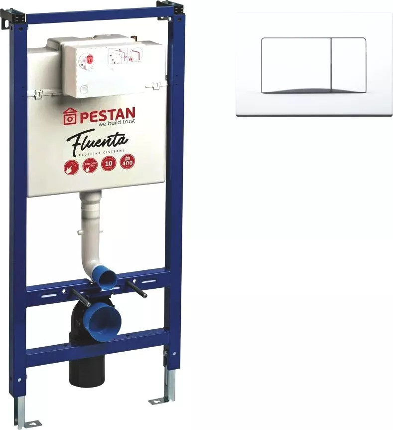 Система инсталляции для унитазов Pestan Fluenta 40006356 + 40006360 с кнопкой смыва, белый - фото 1