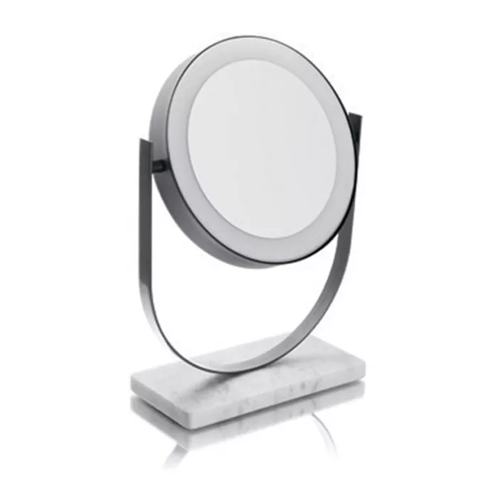 Bertocci Carrarino Косметическое настольное зеркало d25х20хh38 см без подсветки, цвет белый мрамор/хром