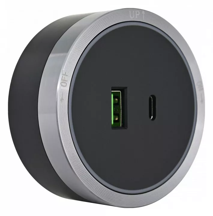 

Розетка USB и type C на треке Arte Milano Am-track-sockets 380066TS LED/USB-Type-C Grey