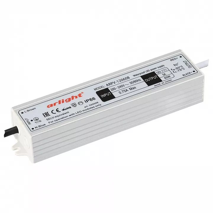 

Блок питания Arlight ARPV-60B 12V 60W IP67 5A 020006