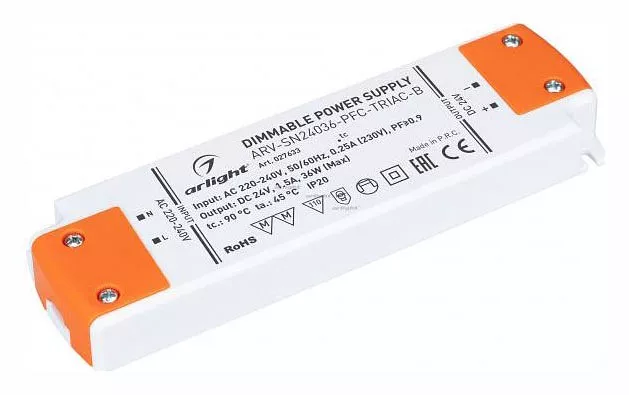 

Блок питания Arlight ARV-SN24036-PFC-Triac-B 24V 36W IP20 1,5A 027633