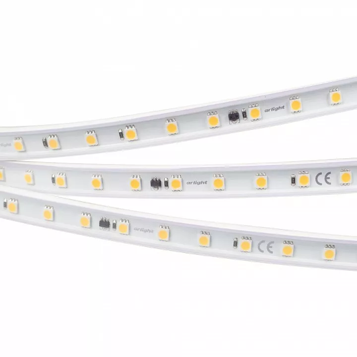 

Светодиодная влагозащищенная лента Arlight 8W/m 54LED/m 5060SMD холодный белый 10M 029403(2)