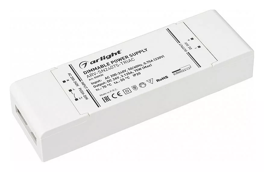 

Блок питания Arlight ARV-SN24075-TRIAC 24V 75W IP20 3,125A 030935