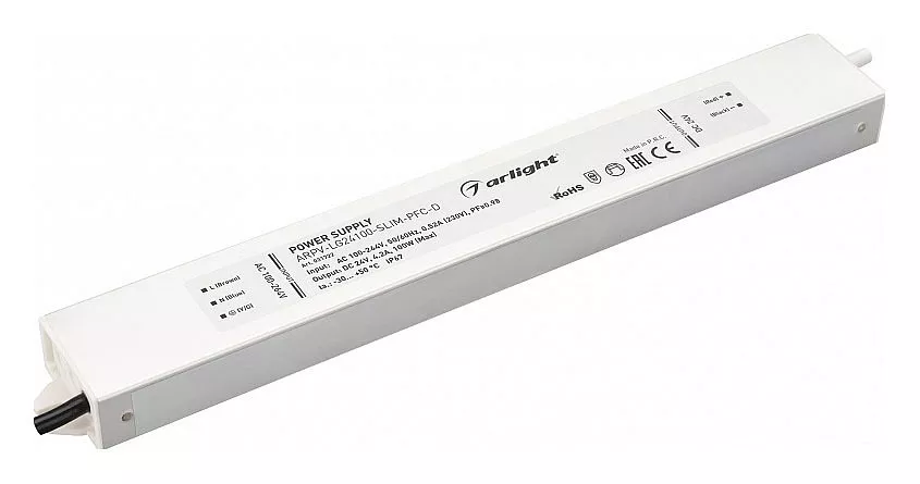 

Блок питания Arlight ARPV-LG24100-SLIM-PFC-D (24V, 4.2A, 100W) 031722