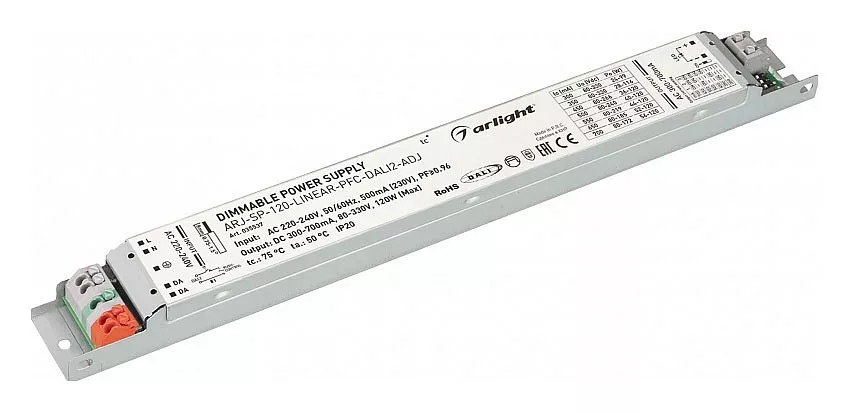 

Драйвер Arlight ARJ-SP-120-Linear-PFC-Dali2-ADJ 80-330V 120W IP20 0,3-0,7A 035537