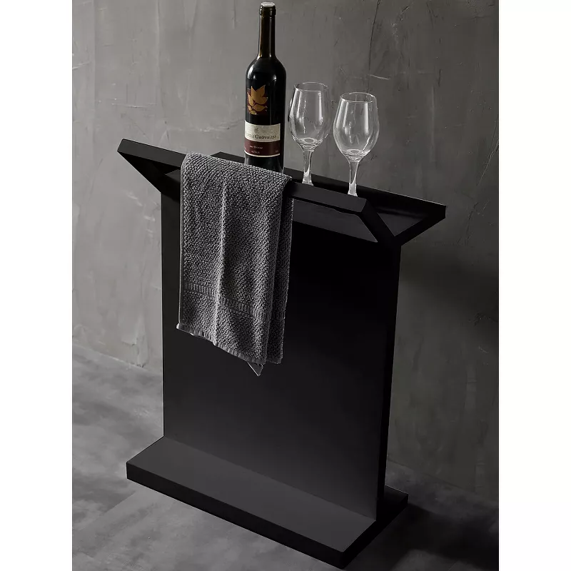 Столик для ванной комнаты Abber Stein с полотенцедержателем черный матовый AS1637MB - фото 1
