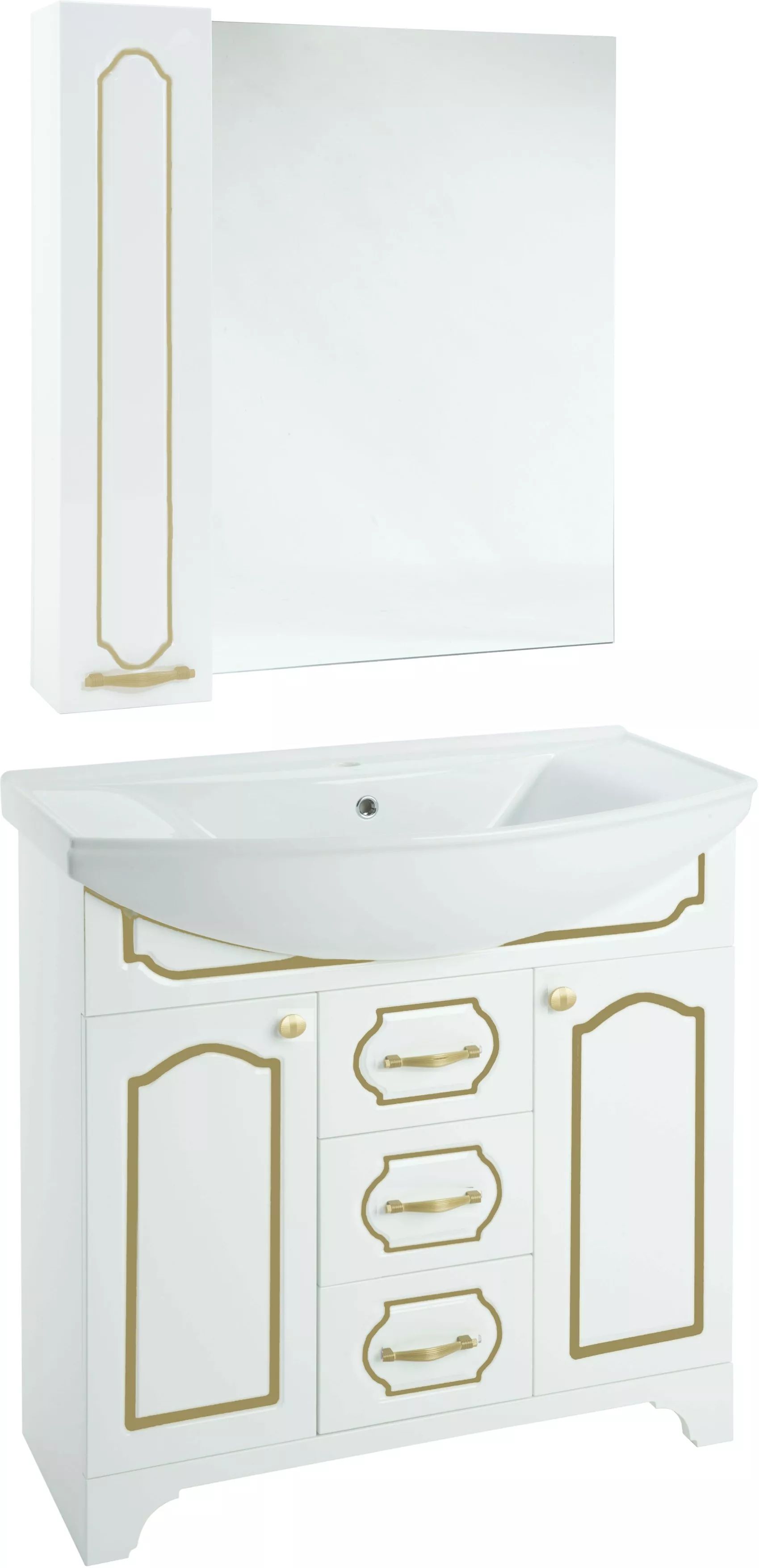 Мебель для ванной Bellezza Тиффани 105 белая, патина золото, цвет белый - фото 1