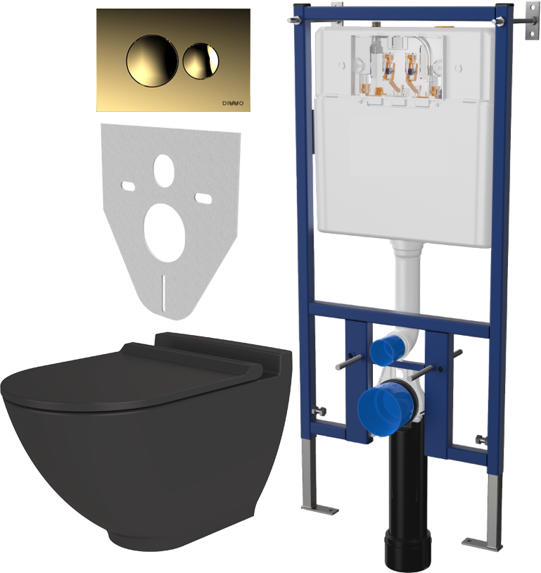 

Комплект Унитаз подвесной STWORKI Rotenburg SWH52 безободковый, с микролифтом + Система инсталляции для унитазов DIWO 4501 + Кнопка смыва DIWO 7315 золотая