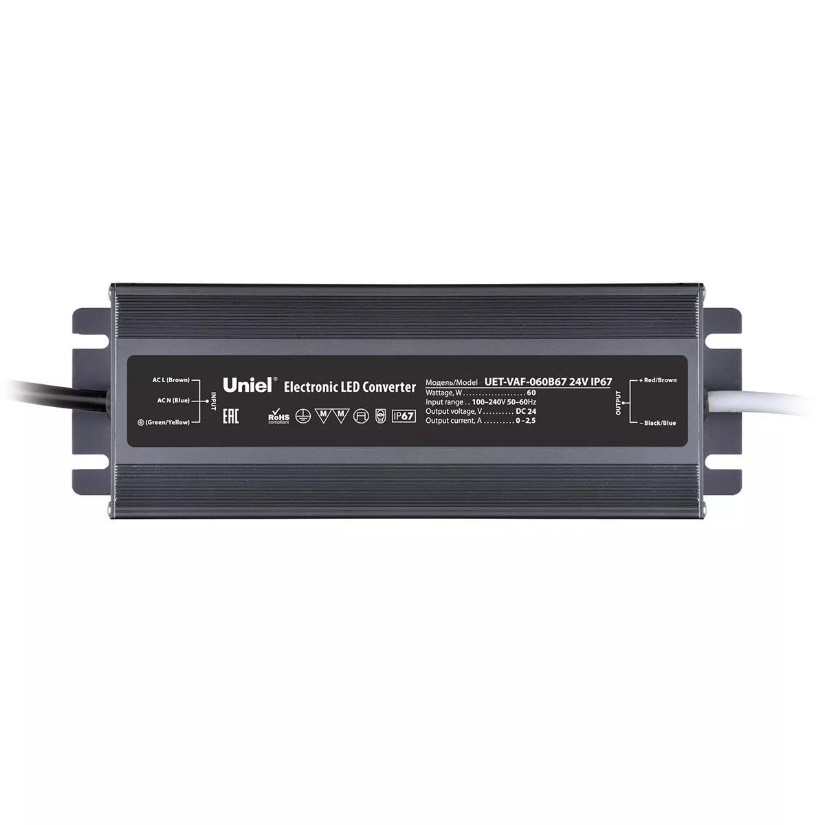 

Блок питания Uniel 24V 60W IP67 2,5A UET-VAF-060B67 24V IP67 UL-00009366