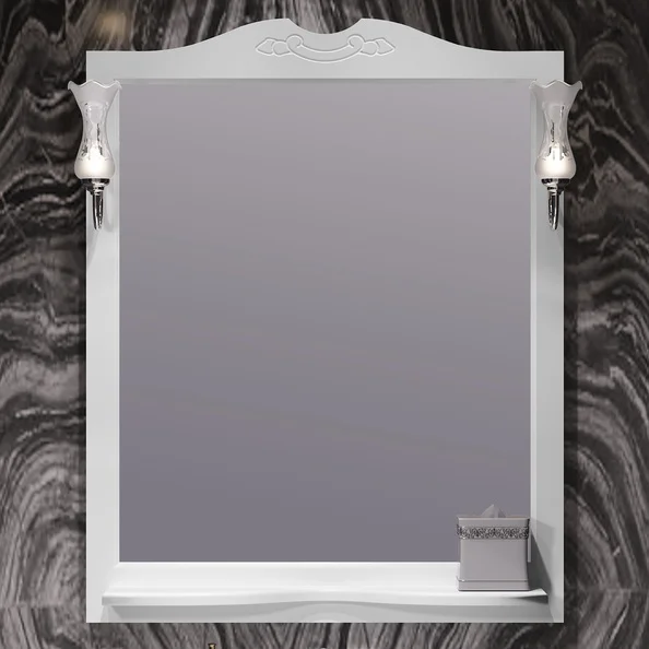 Зеркало Opadiris Брунелла 80 с полкой и выключателем белый матовый (без светильников) 00-00007036 - фото 1
