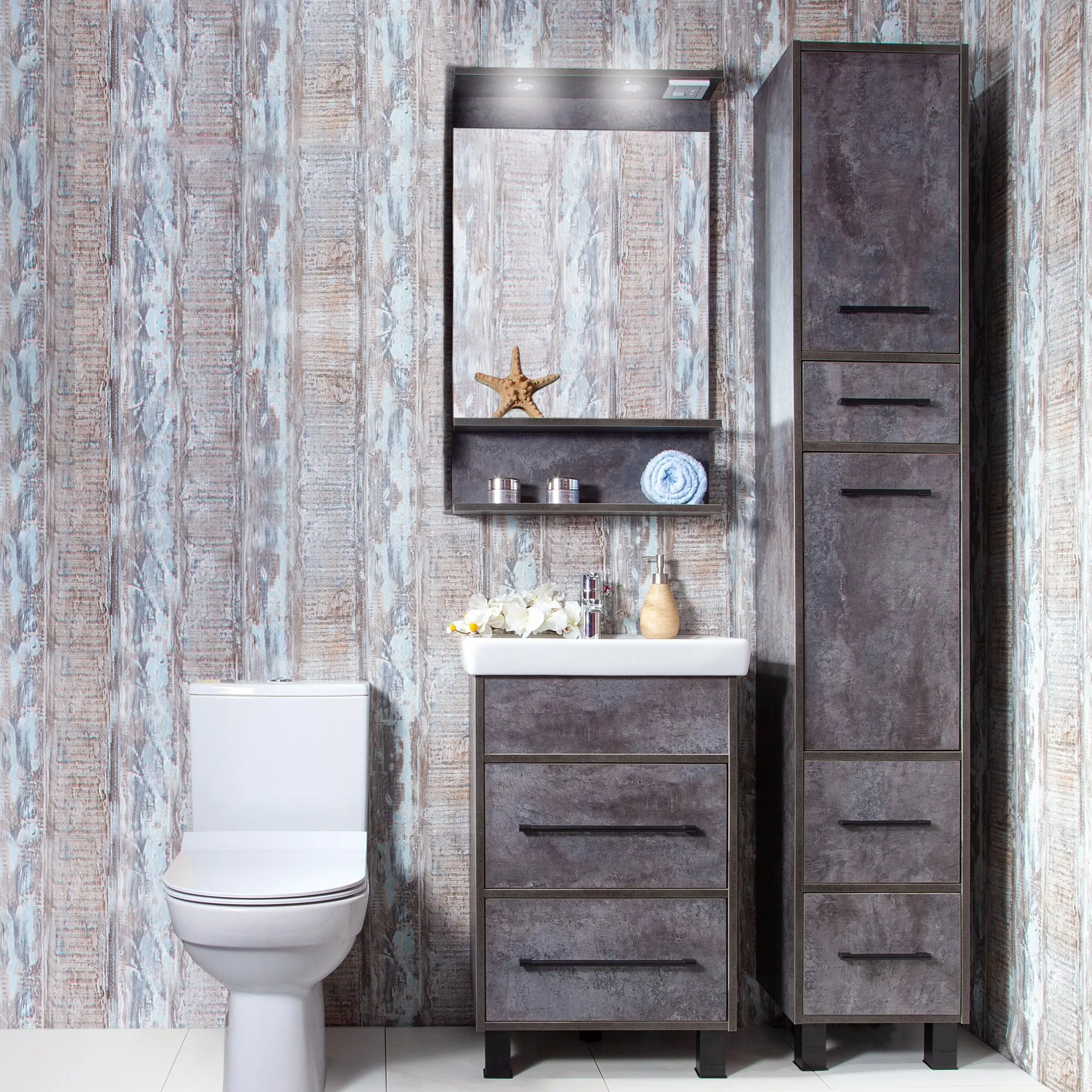 Мебель для ванной Бриклаер Чили 55 цемент, цвет серый - фото 1