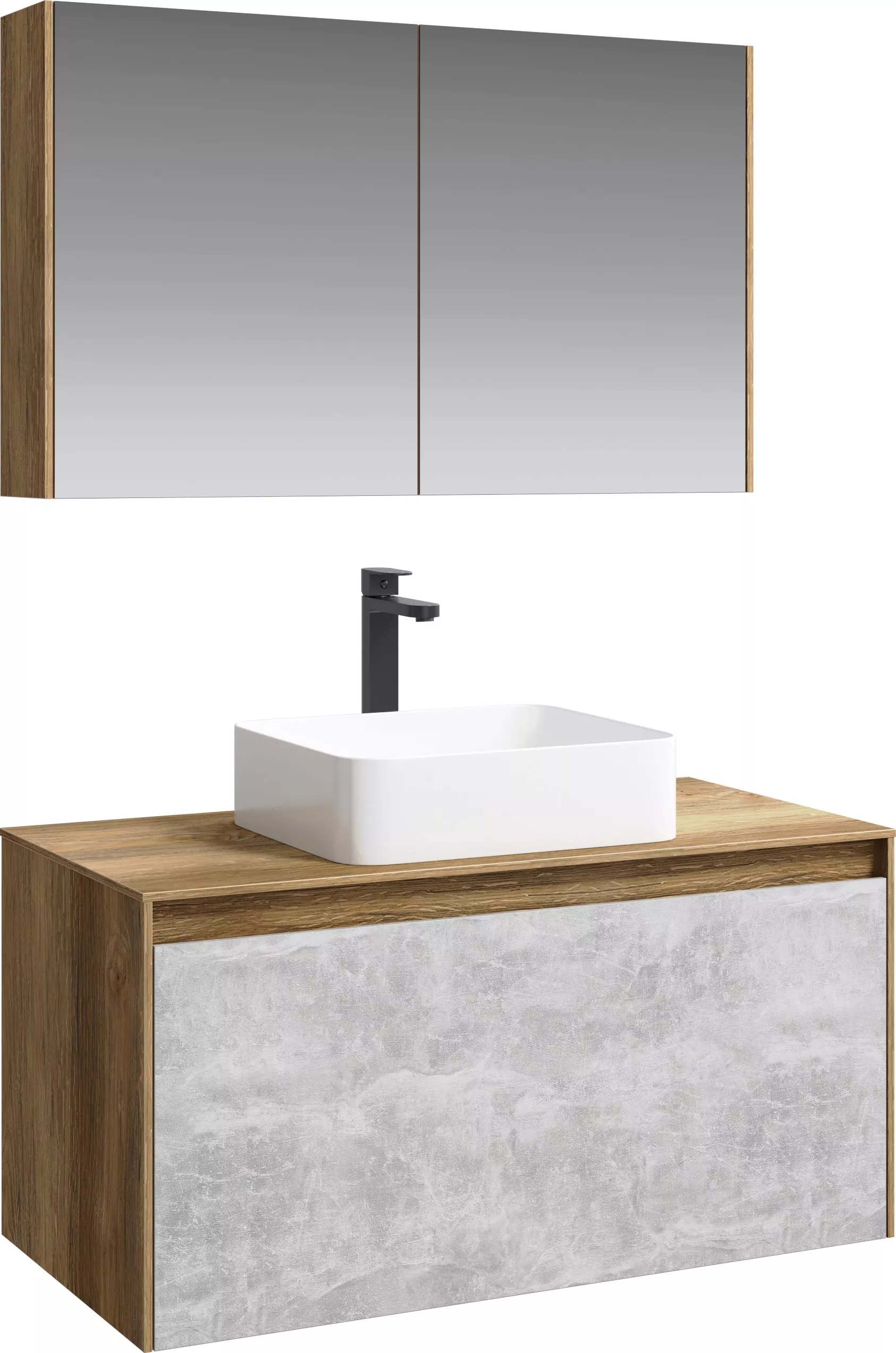 Мебель для ванной Aqwella 5 stars Mobi 100 дуб балтийский, бетон светлый, цвет серый - фото 1