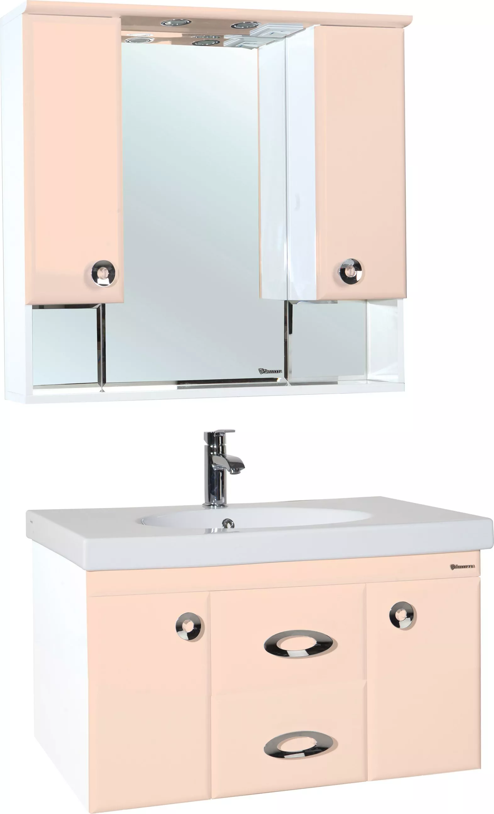Мебель для ванной Bellezza Неаполь 90 подвесная 2 ящика бежевая, размер 89.6, цвет белый - фото 1