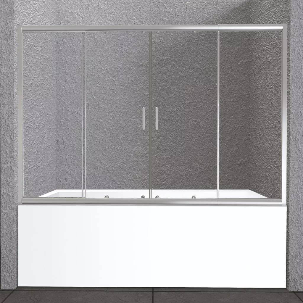 Шторка на ванну BelBagno Unique VF-2-150/180-140-C-Cr стекло прозрачное, цвет хром UNIQUE-VF-2-150/180-140-C-Cr - фото 1