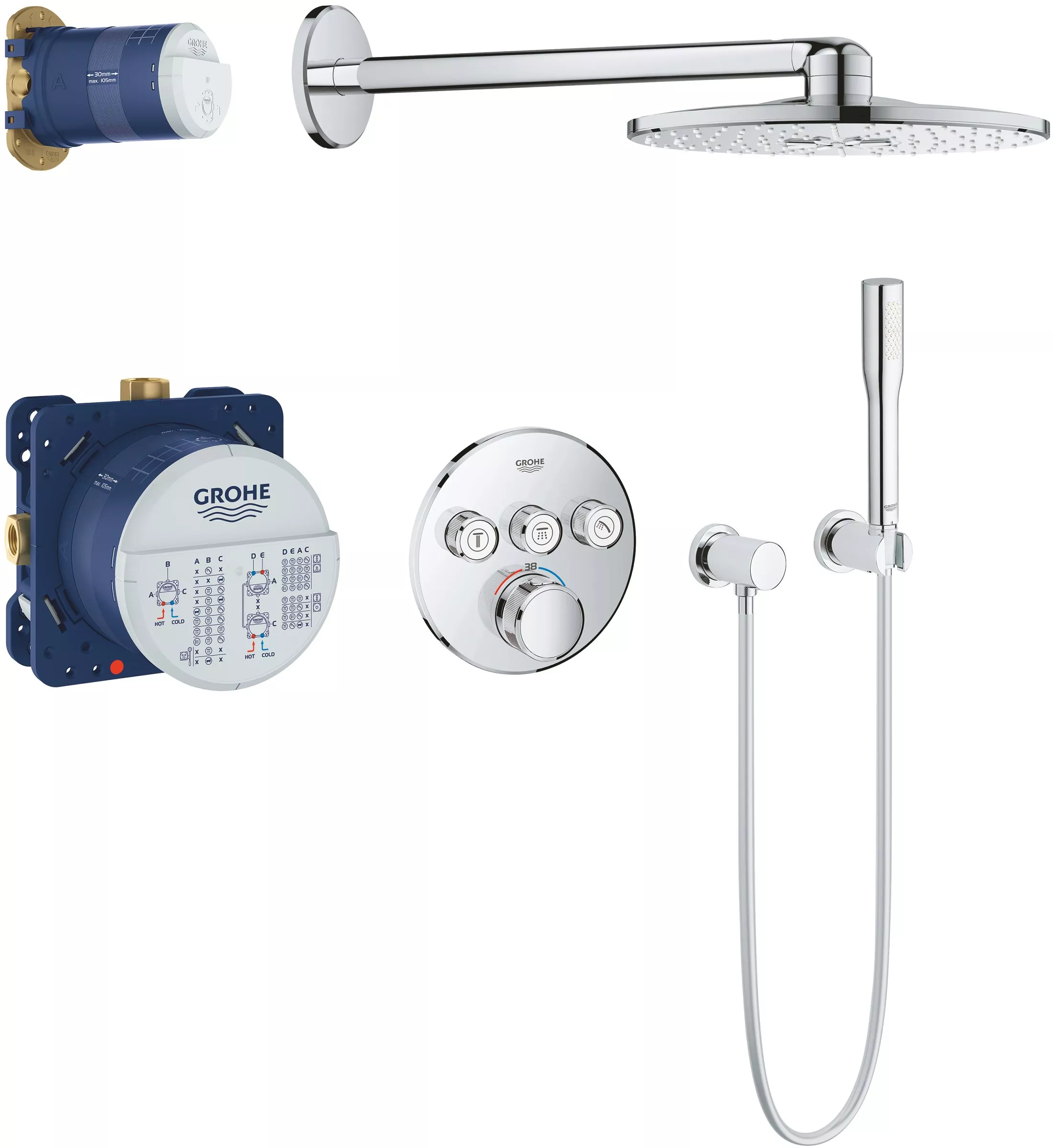 

Душевой комплект Grohe Grohtherm SmartControl 34705000 С ВНУТРЕННЕЙ ЧАСТЬЮ, с термостатом