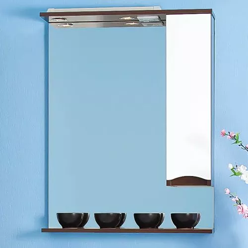 Зеркало-шкаф Бриклаер Токио 70 R венге, белый глянец, цвет темное дерево 4627125411588 - фото 1