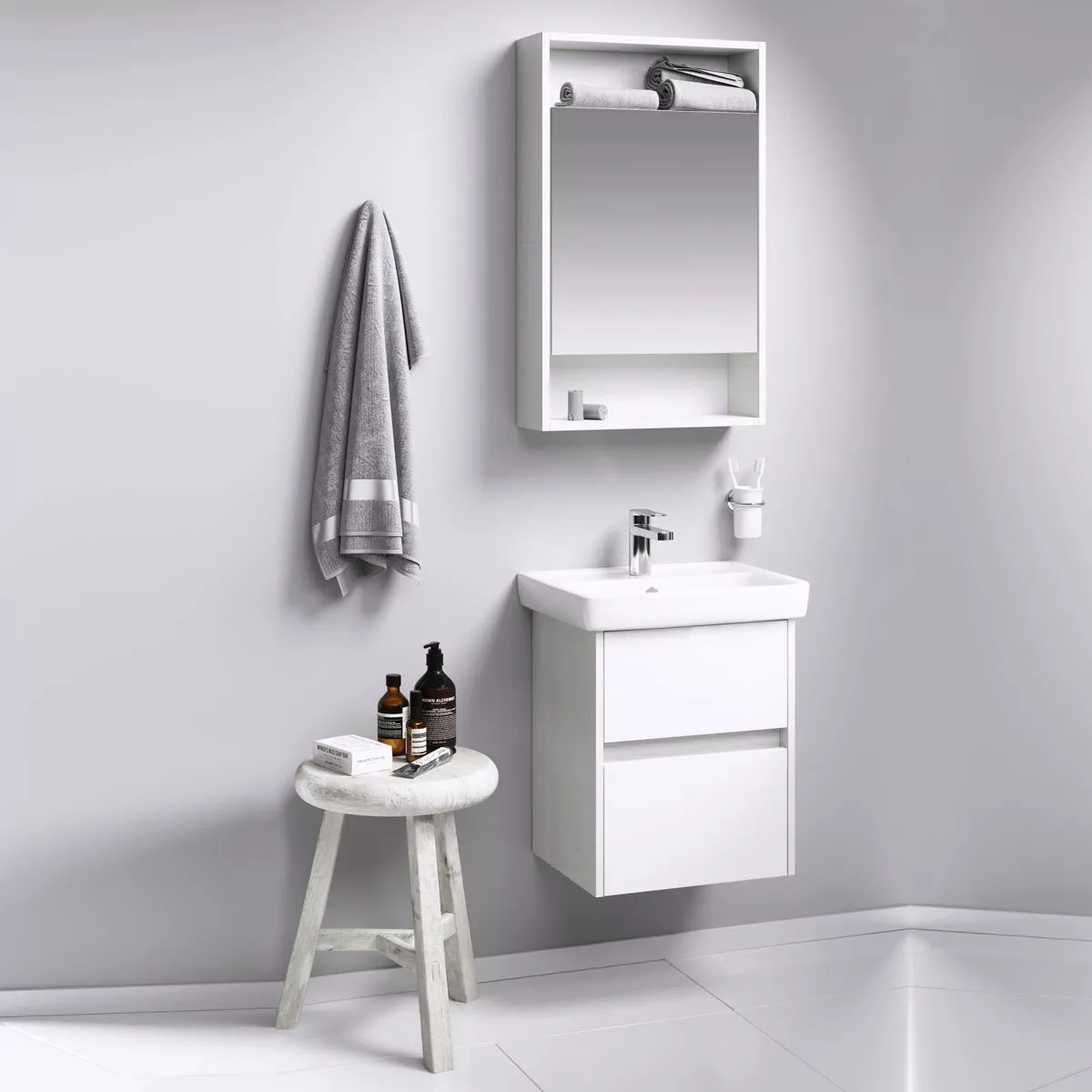 Мебель для ванной Aqwella City 50 дуб канадский, цвет белый - фото 1