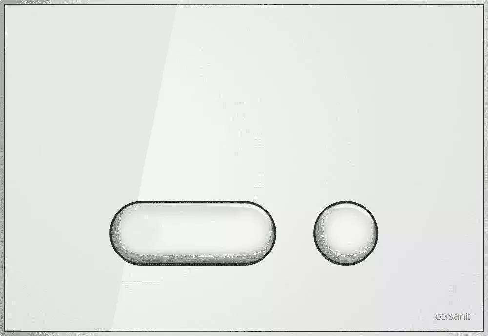 Кнопка смыва Cersanit Intera P-BU-INT/Whg/Gl стеклянная, белая глянцевая, цвет белый BU-INT/Whg/Gl - фото 1