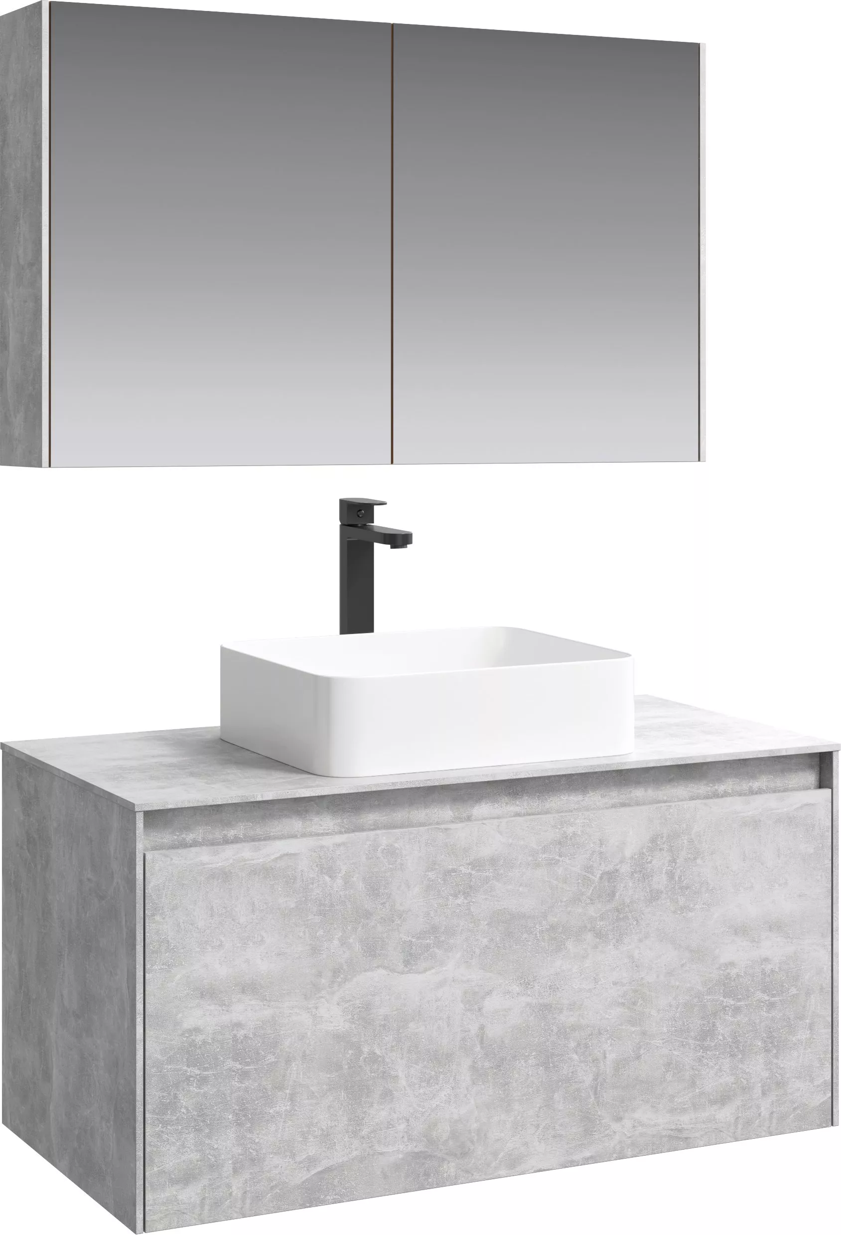 Мебель для ванной Aqwella 5 stars Mobi 100 бетон светлый, цвет белый - фото 1