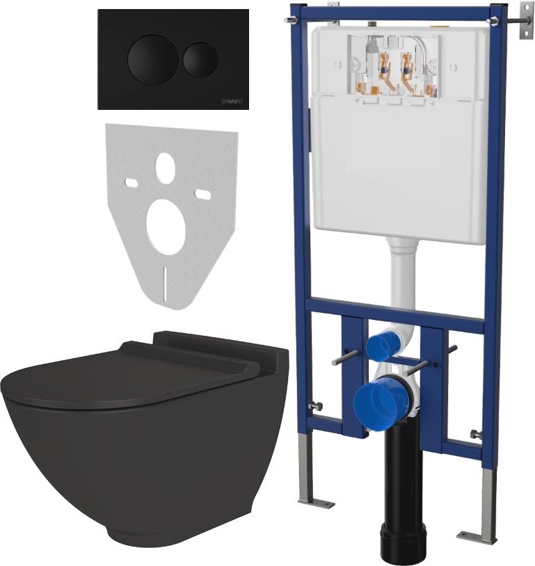 

Комплект Унитаз подвесной STWORKI Rotenburg SWH52 безободковый, с микролифтом + Система инсталляции для унитазов DIWO 4501 + Кнопка смыва DIWO 7313 черная матовая