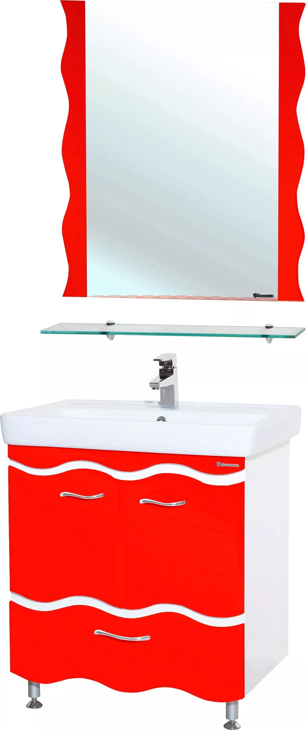 Мебель для ванной Bellezza Мари Волна 80 белая/красная, размер 80, цвет белый - фото 1