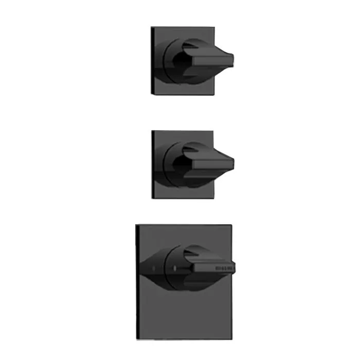 BOSSINI (APICE) Наружняя часть термостата HighFlow для Z030201000, Z030203000 с отдельными панелями, округло-плоская рукоятка, черный матовый (073) Z035203.073 - фото 1