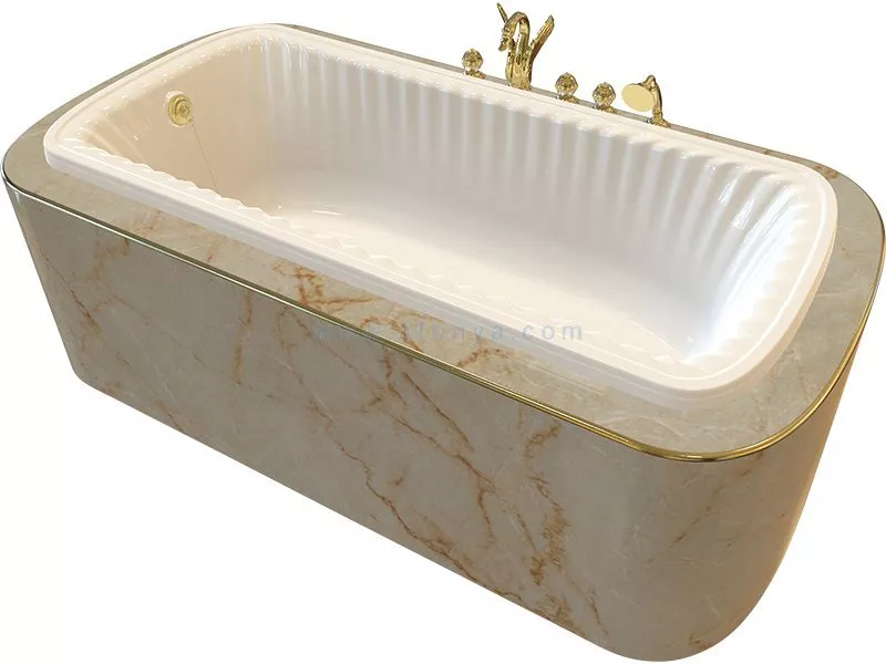 Ванна из искусственного камня Migliore Olivia 24379 174x80 белая, золото - фото 1
