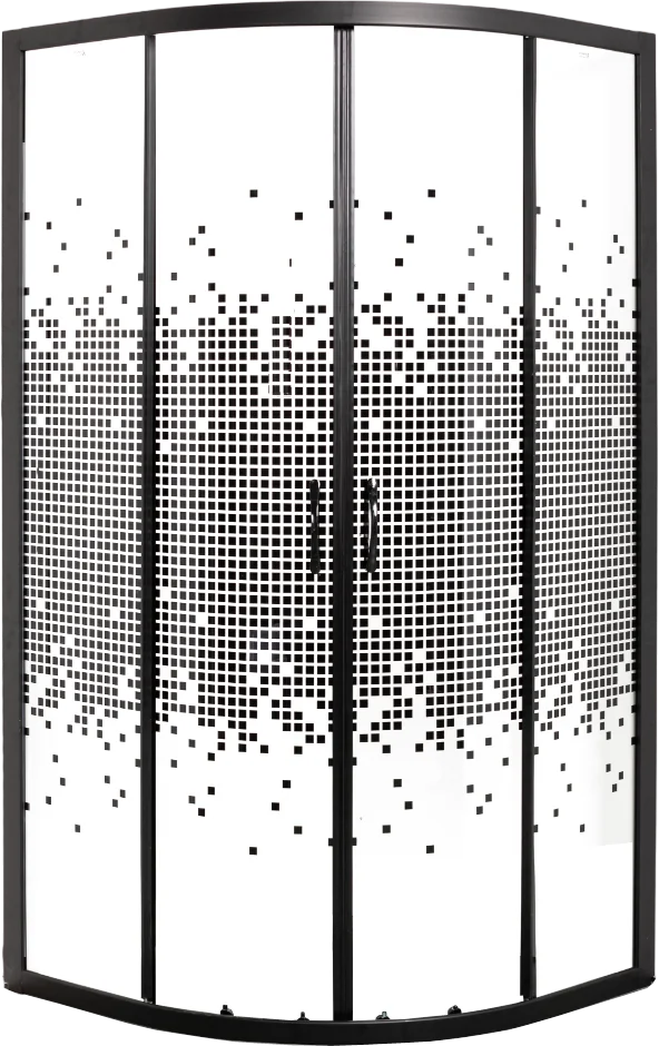 Душевой уголок Мономах 70х70 профиль черный стекло с рисунком