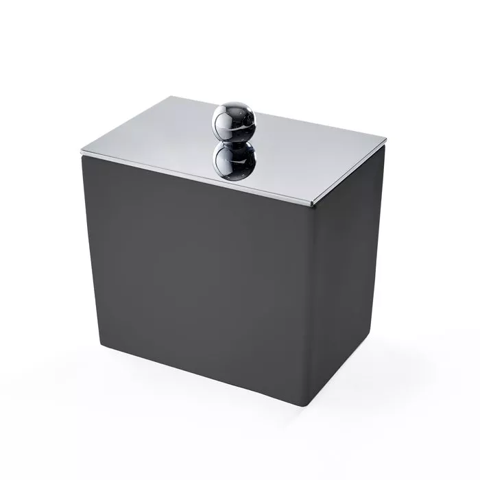 3SC Mood Black Баночка универсальная, 10х10х7 см, с крышкой, настольная, цвет: чёрный матовый/хром (ПО ЗАПРОСУ)