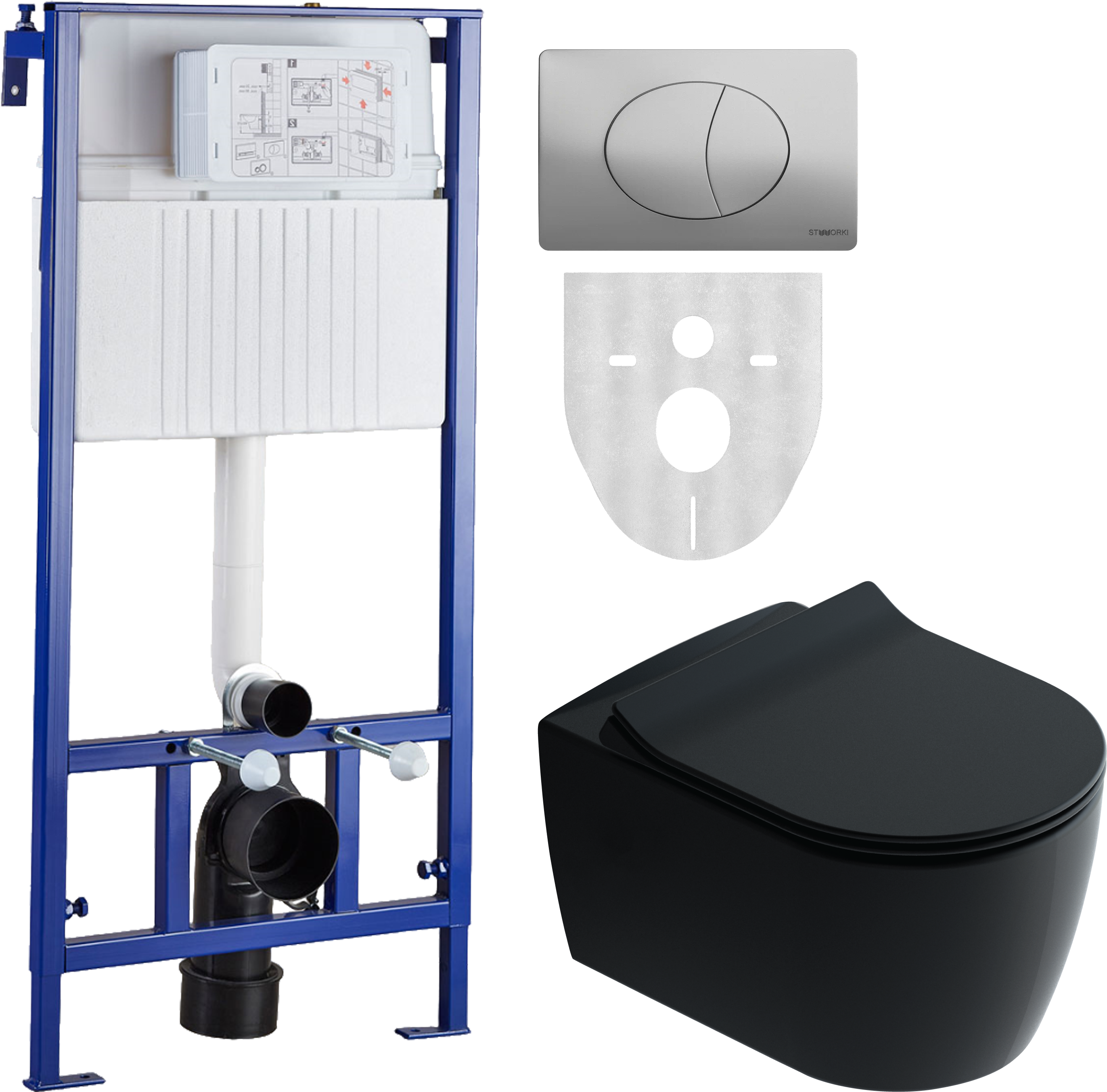 

Комплект Унитаз подвесной STWORKI Ноттвиль SETK3104-2616 безободковый, с микролифтом, черный + Система инсталляции STWORKI 510163 + Кнопка смыва STWORKI 230823 хром матовый