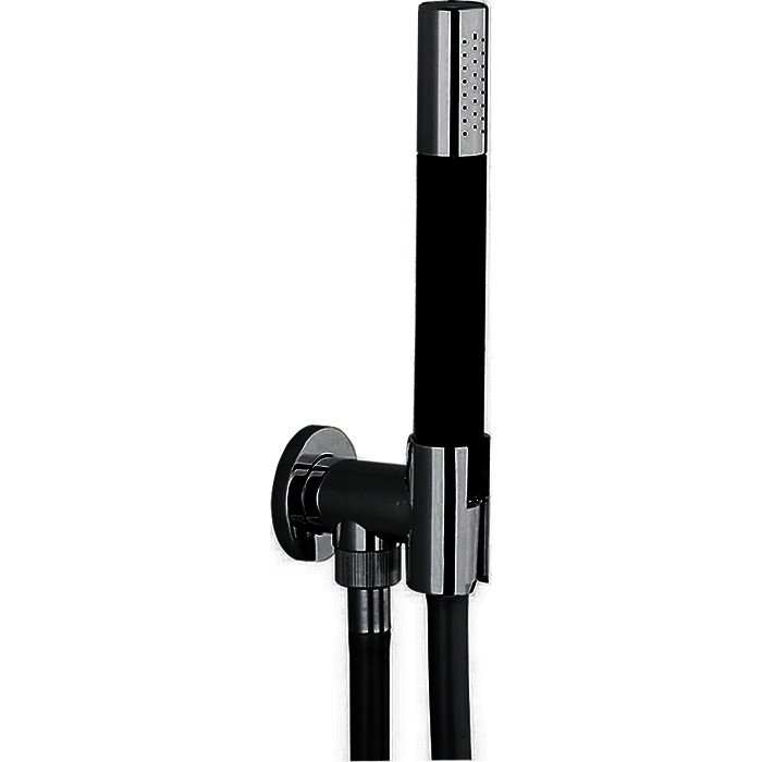 CISAL Shower Душевой гарнитур:ручная лейка,шланг 150 см,вывод с держателем, цвет черный матовый DS01881340 - фото 1
