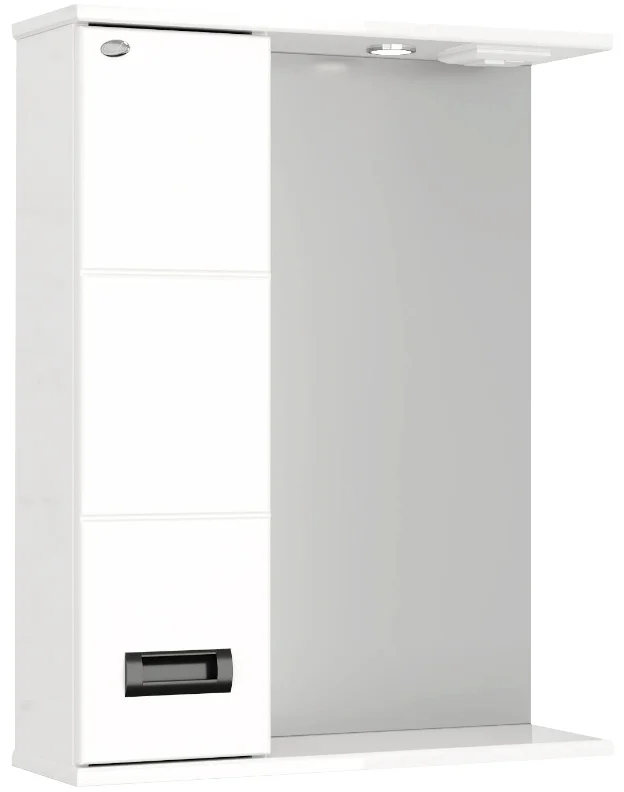 Зеркало-шкаф Onika Балтика Black 58 L с подсветкой, белый (205815)