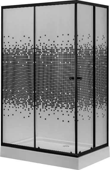 Душевой уголок Niagara Eco 120х80 с поддоном профиль черный стекло с узором _0121452QB - фото 1