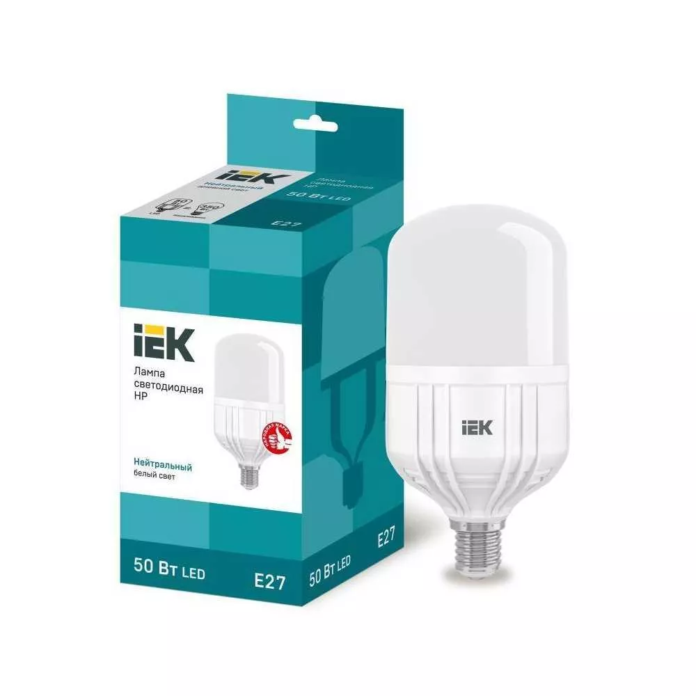 

Лампа светодиодная сверхмощная IEK E27 50W 4000K матовая LLE-HP-50-230-40-E27